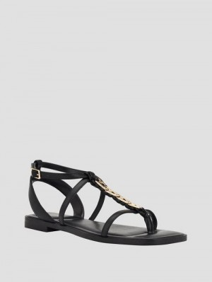 Guess Raima G-Link Chain Sandals Negrii | GUESS-SN29630