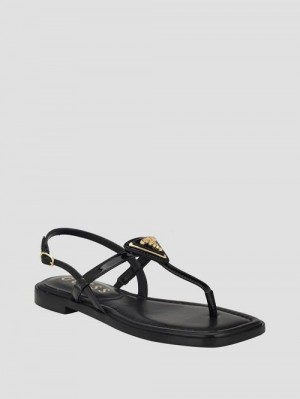 Guess Rainey T-Strap Sandals Negrii | GUESS-SN29662