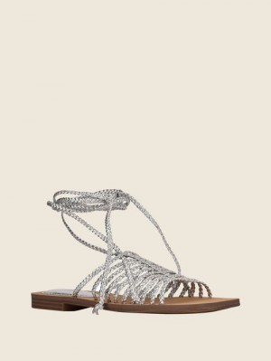 Guess Rayana Strappy Lace-Up Sandals Argintii | GUESS-SN29622