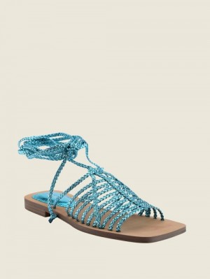 Guess Rayana Strappy Lace-Up Sandals Verzi | GUESS-SN29686