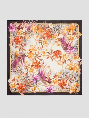 Guess Rebecca Printed Square Scarf Negrii | GUESS-SN30198