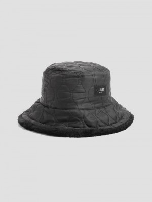 Guess Reversible Faux-Fur Bucket Hat Negrii | GUESS-SN30165