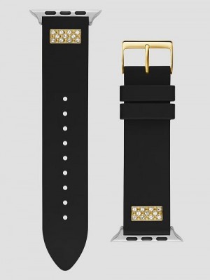 Guess Rhinestone Black Silicone 42-45 mm Band for Apple Watch® Negrii | GUESS-SN31648