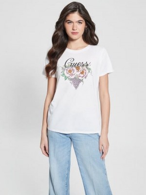 Guess Rhinestone Grapevine Tee Albi | GUESS-SN27067