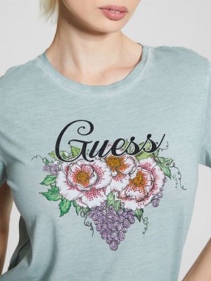 Guess Rhinestone Grapevine Tee Verzi | GUESS-SN27053