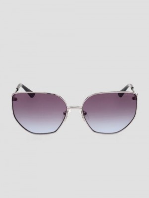 Guess Rhinestone Metal Cat-Eye Sunglasses Argintii | GUESS-SN30055