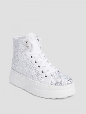 Guess Rhinestone Quattro G High-Top Sneakers Albi | GUESS-SN29557