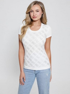 Guess Rhinestone Quattro G Tee Albi | GUESS-SN27594