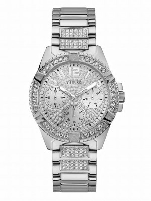 Guess Rhinestone Silver-Tone Multifunction Watch Argintii | GUESS-SN30030