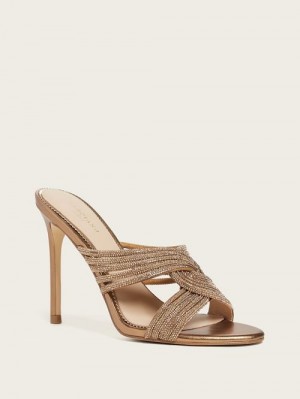 Guess Rhinestone Strappy Heel Bej | GUESS-SN29741