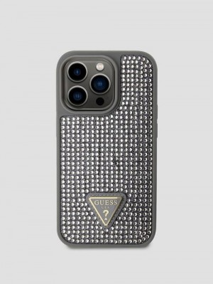 Guess Rhinestone iPhone 15 Pro Case Argintii | GUESS-SN30138
