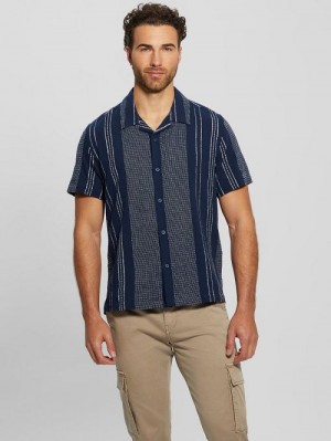 Guess Rhodes Dobby Shirt Albastri | GUESS-SN31147