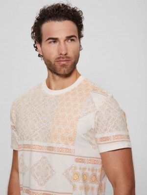 Guess Rio Patchwork Crewneck Tee Portocalii | GUESS-SN30675