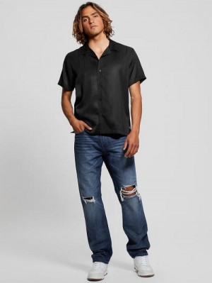 Guess Roma Stripe Shirt Negrii | GUESS-SN31296