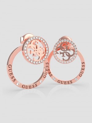 Guess Rose Gold-Tone Circle Pave Earrings Roz | GUESS-SN30279