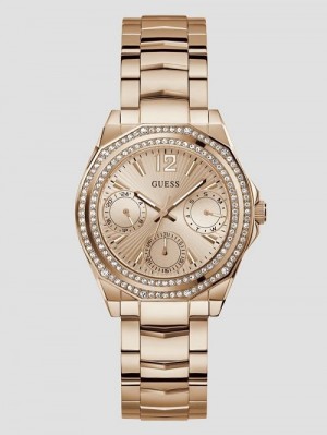 Guess Rose Gold-Tone and Crystal Multifunction Watch Roz Aurii | GUESS-SN30034