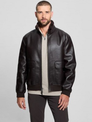 Guess Ryder Bonded Faux-Leather Jacket Maro | GUESS-SN30876