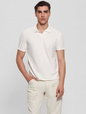Guess Ryker Rib Knit Polo Albi | GUESS-SN31227