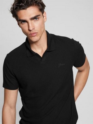 Guess Ryker Rib Knit Polo Negrii | GUESS-SN31291