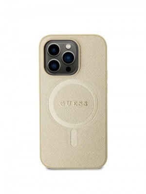 Guess Saffiano MagSafe iPhone 14 Pro Case Bej | GUESS-SN30098