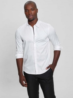 Guess Sateen Poplin Shirt Albi | GUESS-SN31134