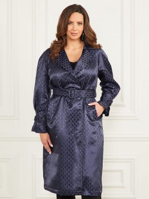 Guess Satin Trench Coat Albastri | GUESS-SN27872