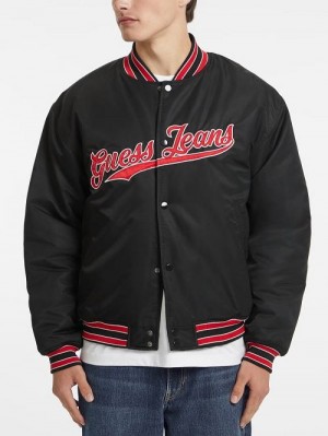Guess Script Patch Varsity Jacket Negrii | GUESS-SN30844