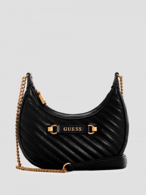 Guess Sela Mini Crossbody Hobo Negrii | GUESS-SN29043