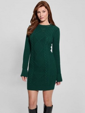 Guess Serena Cable Sweater Dress Verzi | GUESS-SN26808