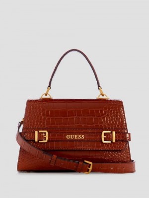 Guess Sestri Crocodile-Embossed Crossbody Maro | GUESS-SN28773