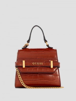 Guess Sestri Crocodile-Embossed Mini Crossbody Bej | GUESS-SN28789