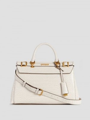 Guess Sestri Crocodile-Embossed Satchel Albi | GUESS-SN29300