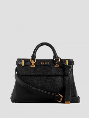 Guess Sestri Pebbled Mini Satchel Negrii | GUESS-SN29237