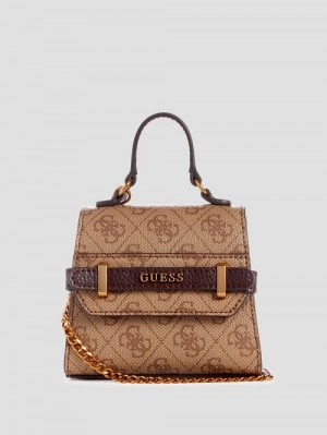 Guess Sestri Quattro G Micro Mini Satchel Maro | GUESS-SN29313