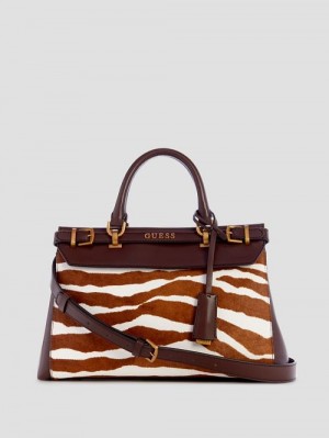 Guess Sestri Zebra Luxury Satchel Maro | GUESS-SN29325