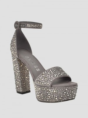 Guess Setone Rhinestone Platform Heels Bej | GUESS-SN29679