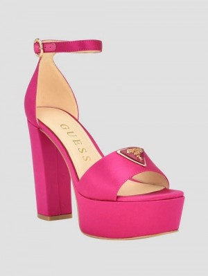 Guess Setone Satin Signature Platform Heels Roz | GUESS-SN29845