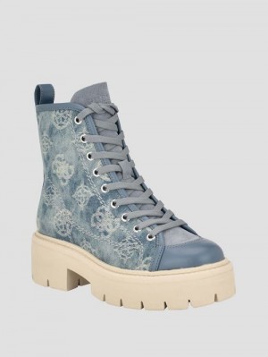 Guess Shutter Denim Peony Utility Boots Albastri | GUESS-SN29927