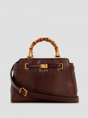 Guess Sibel Bamboo Handle Satchel Maro | GUESS-SN29328