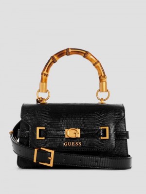 Guess Sibel Top-Handle Flap Bag Negrii | GUESS-SN28679