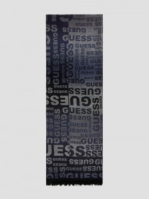Guess Signature Script Scarf Albastri | GUESS-SN31856