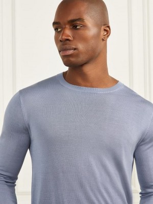 Guess Silk Crewneck Sweater Albastri | GUESS-SN31099