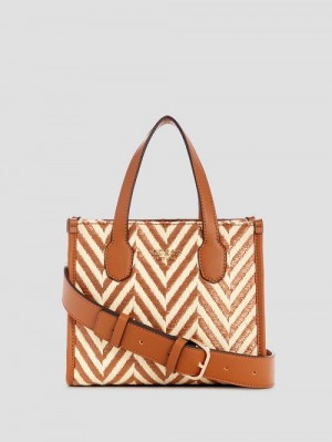 Guess Silvana Chevron Mini Tote Maro | GUESS-SN29440