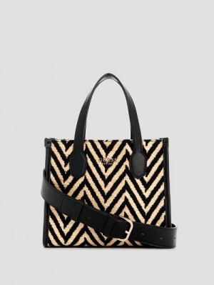 Guess Silvana Chevron Mini Tote Negrii | GUESS-SN29418