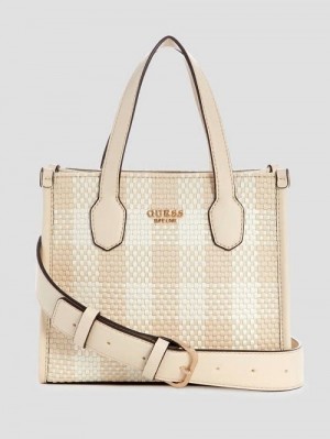 Guess Silvana Gingham Mini Tote Albi | GUESS-SN29410