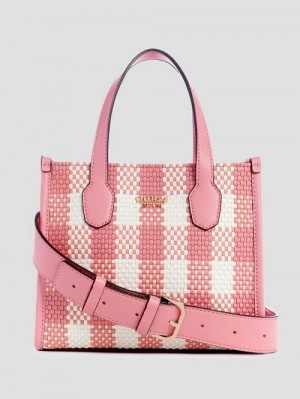 Guess Silvana Gingham Mini Tote Roz | GUESS-SN29411