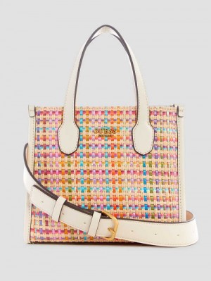 Guess Silvana Multicolor Straw Mini Tote Albi | GUESS-SN29380