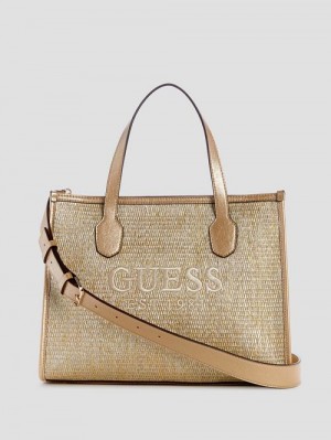 Guess Silvana Raffia Tote Aurii | GUESS-SN29387