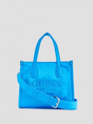 Guess Silvana Satin Mini Tote Albastri | GUESS-SN29403