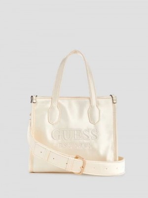 Guess Silvana Satin Mini Tote Albi | GUESS-SN29376
